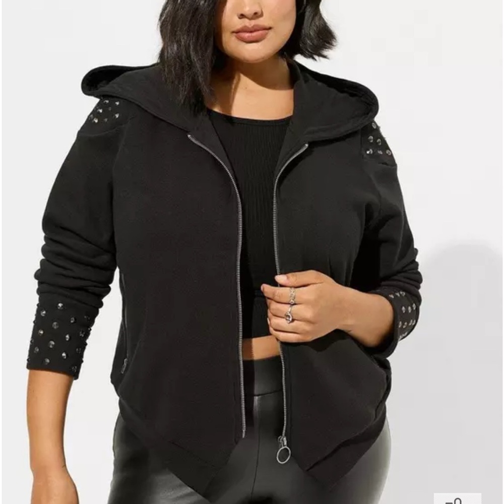 Torrid Nightfall Studded Zip Up Hoodie Black Size 0 (Large)